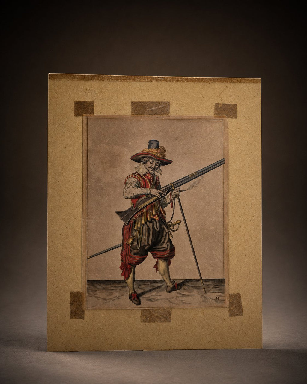 Antieke 17e-eeuwse Gravure Musketier – Jacob de Gheyn II (1607) | Ingelijst