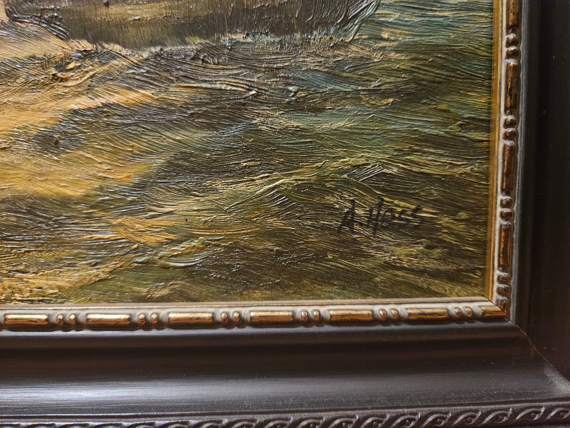 Nederlandse Schepen in 17e-eeuwse Zeeslag - Olieverfschilderij op Paneel – Gesigneerd A. Hess