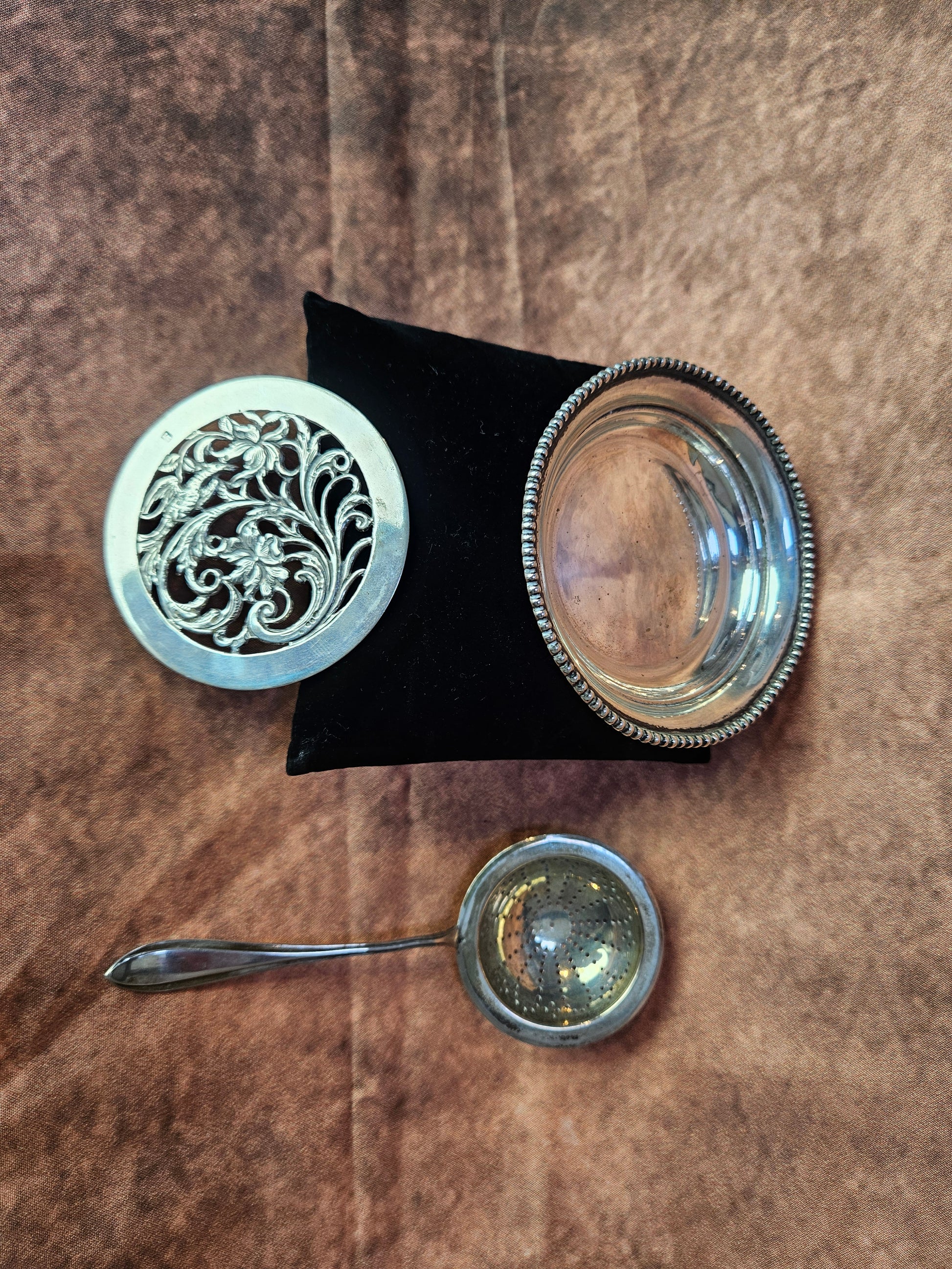 Zilveren thee set - Zeef & Opvangschaaltje