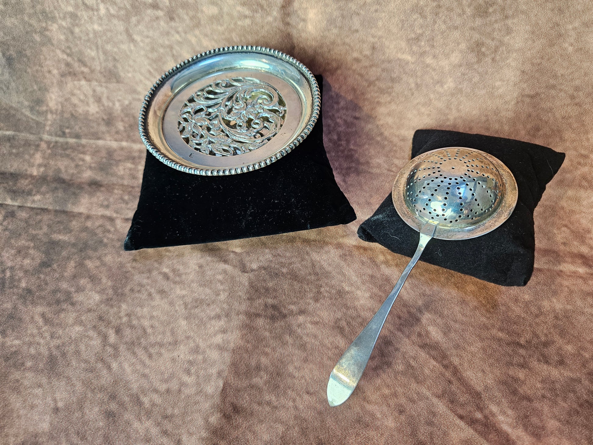 Zilveren thee set - Zeef & Opvangschaaltje