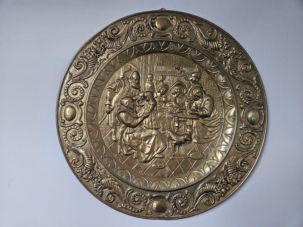 Koperen wandbord - Herberg Tafereel – Ø 72 cm