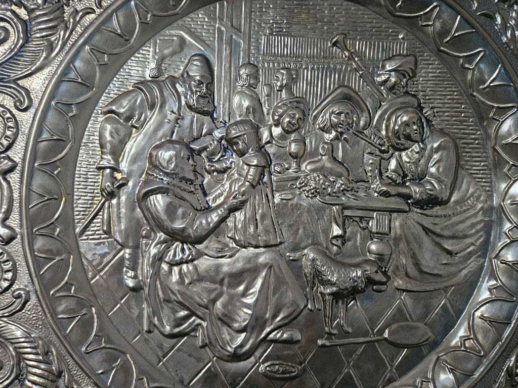 Koperen wandbord - Herberg Tafereel – Ø 72 cm