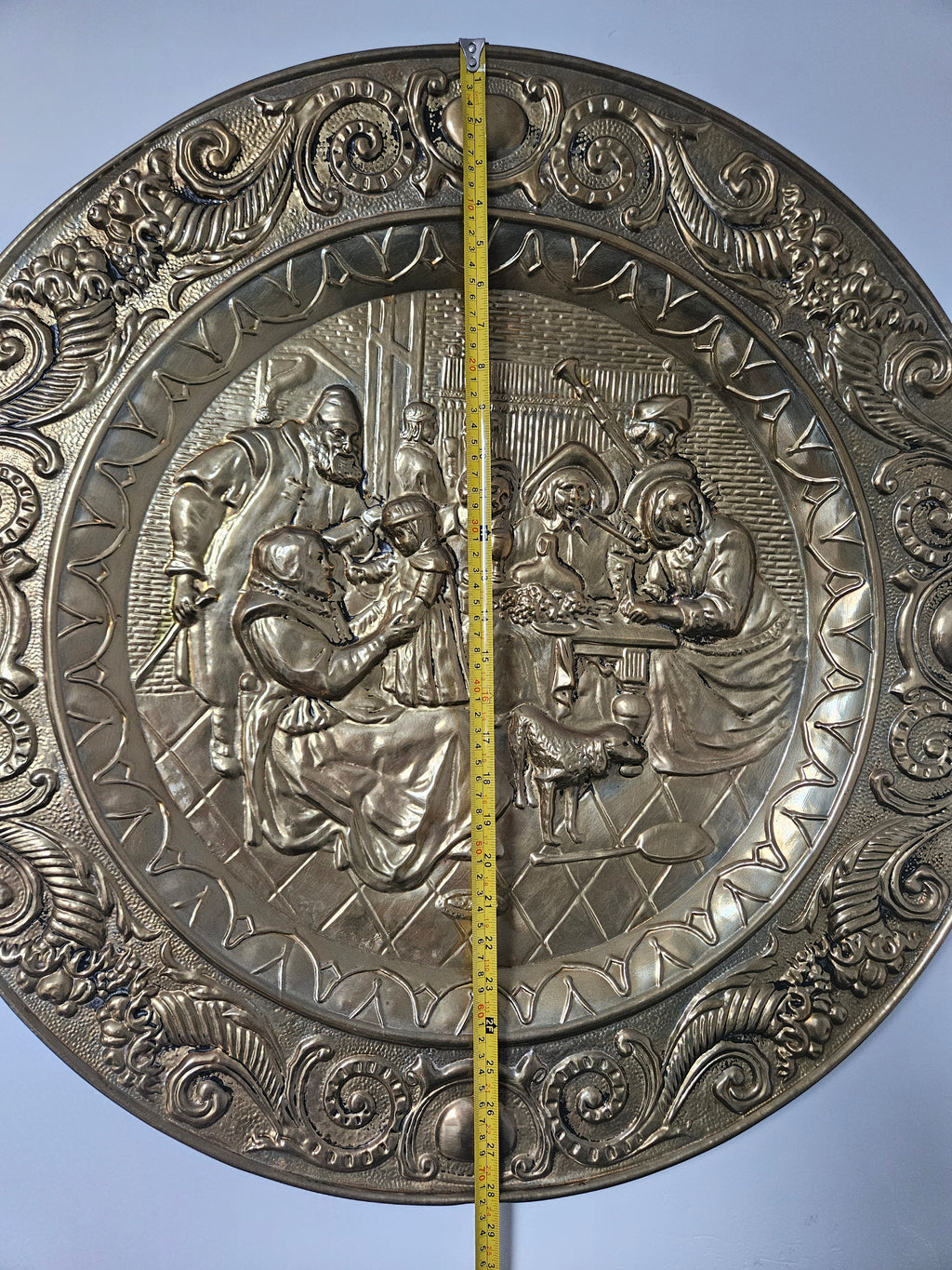 Koperen wandbord - Herberg Tafereel – Ø 72 cm