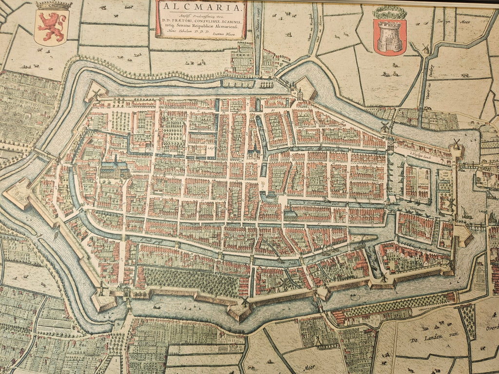 Originele Antieke Gravure van Alkmaar – 17e Eeuw – Door Joan Blaeu - Blaeu's Toonneel der Steden
