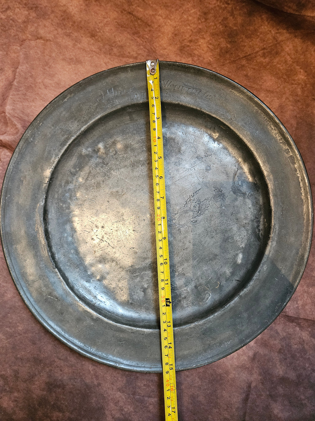 Antiek Tinnen Bord – Gedateerd 1757 - Gekeurd