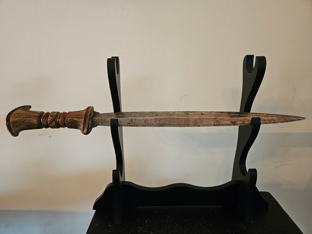 Antieke Afrikaanse Dolk met Lederen Schede | Authentiek 19e/20e-eeuws