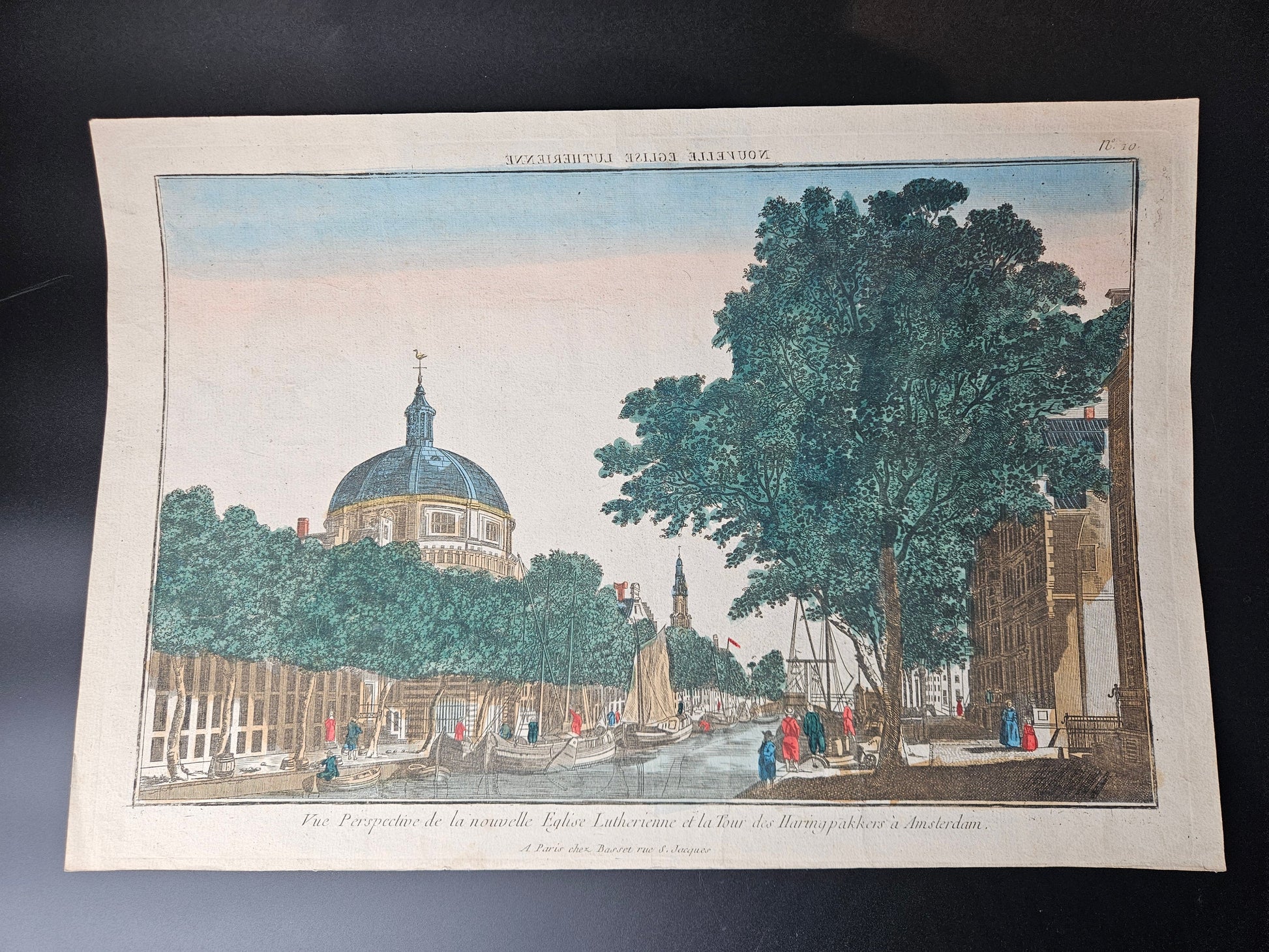 Handgekleurde gravure van Amsterdam