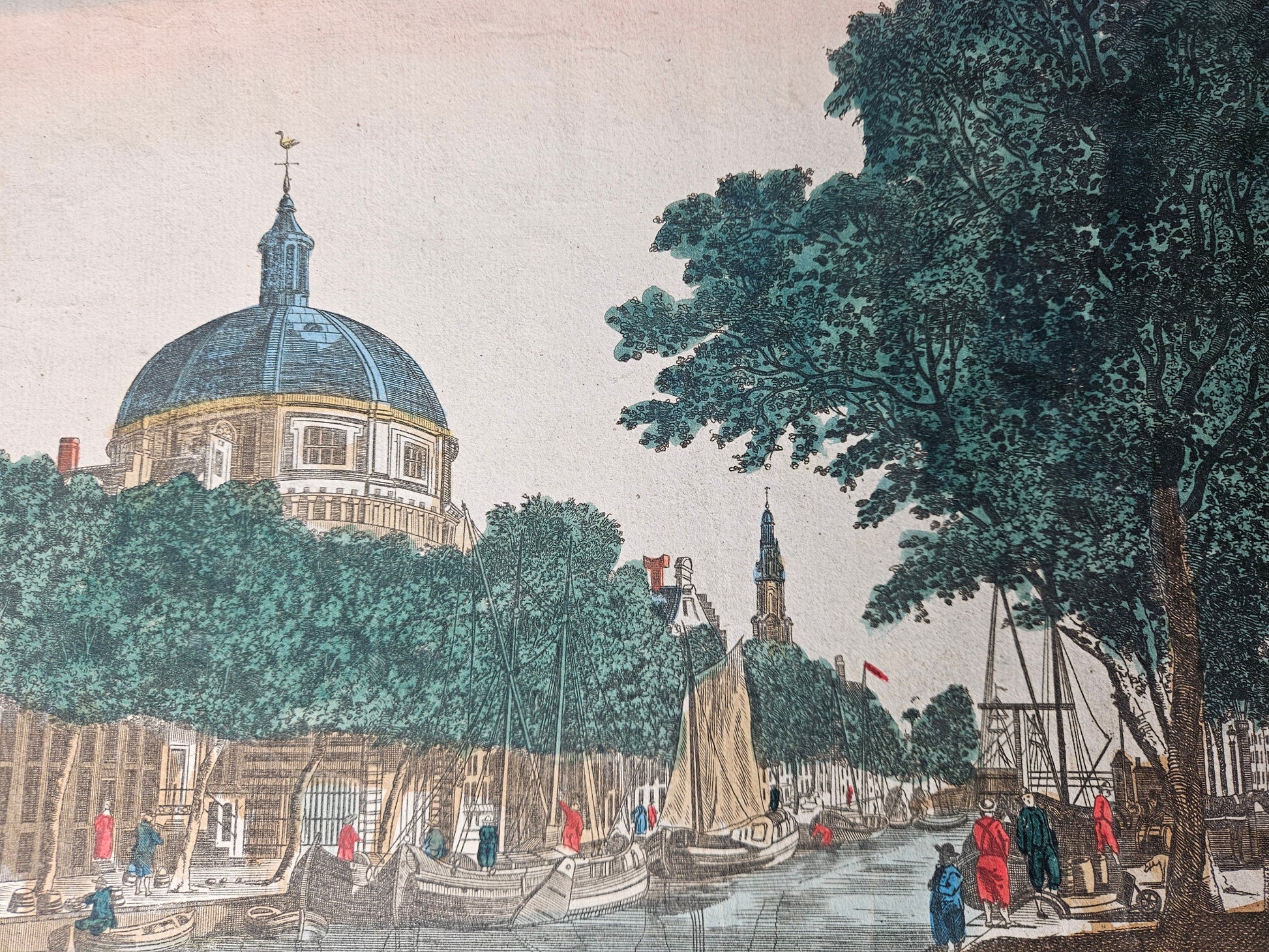 Amsterdam Gravure Handgekleurd