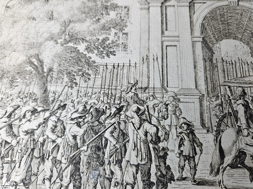 Historische Kopergravure: De Intocht van Maria de Médicis in Amsterdam (1638)