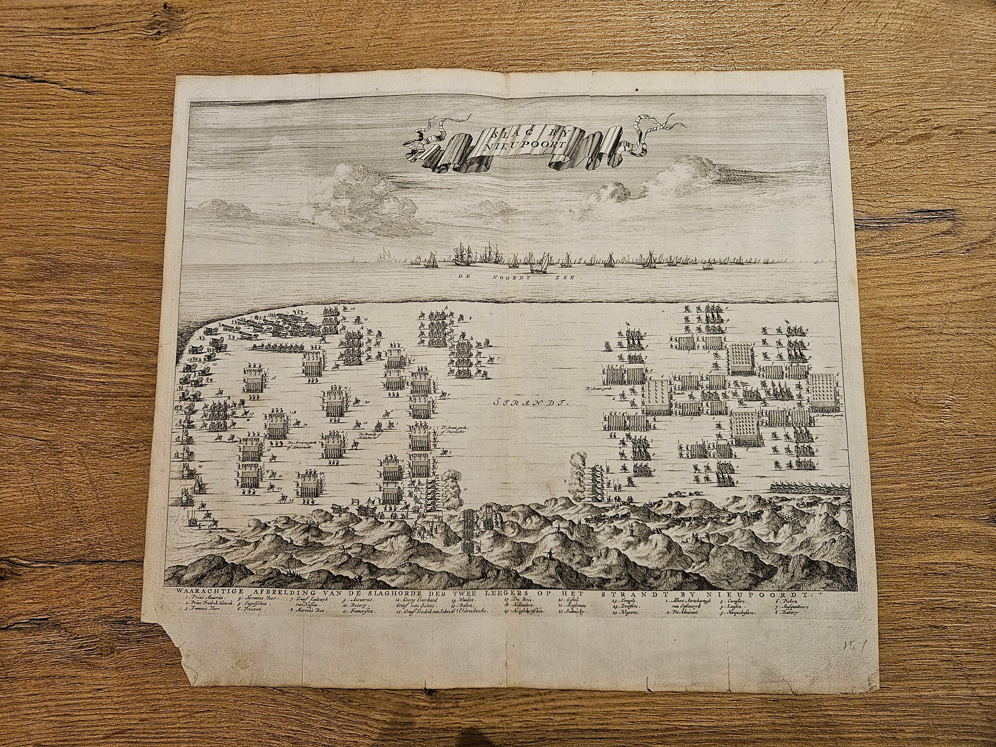 Antieke Gravure: De Legendarische Slag bij Nieuwpoort - 1600