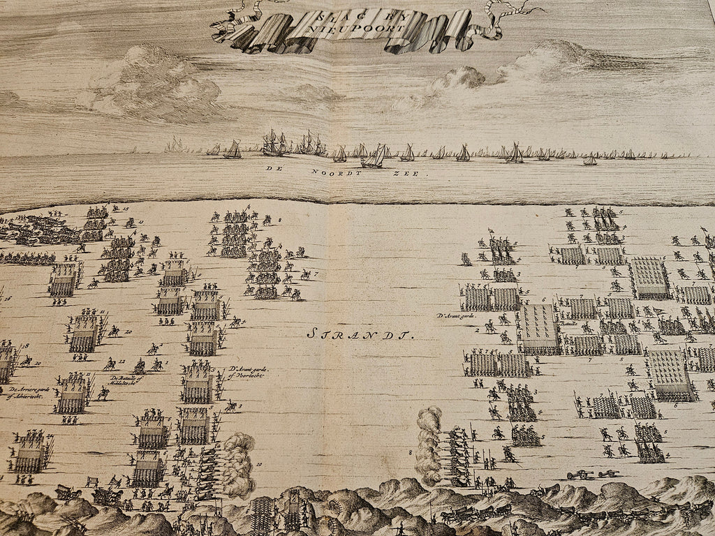Antieke Gravure: De Legendarische Slag bij Nieuwpoort - 1600