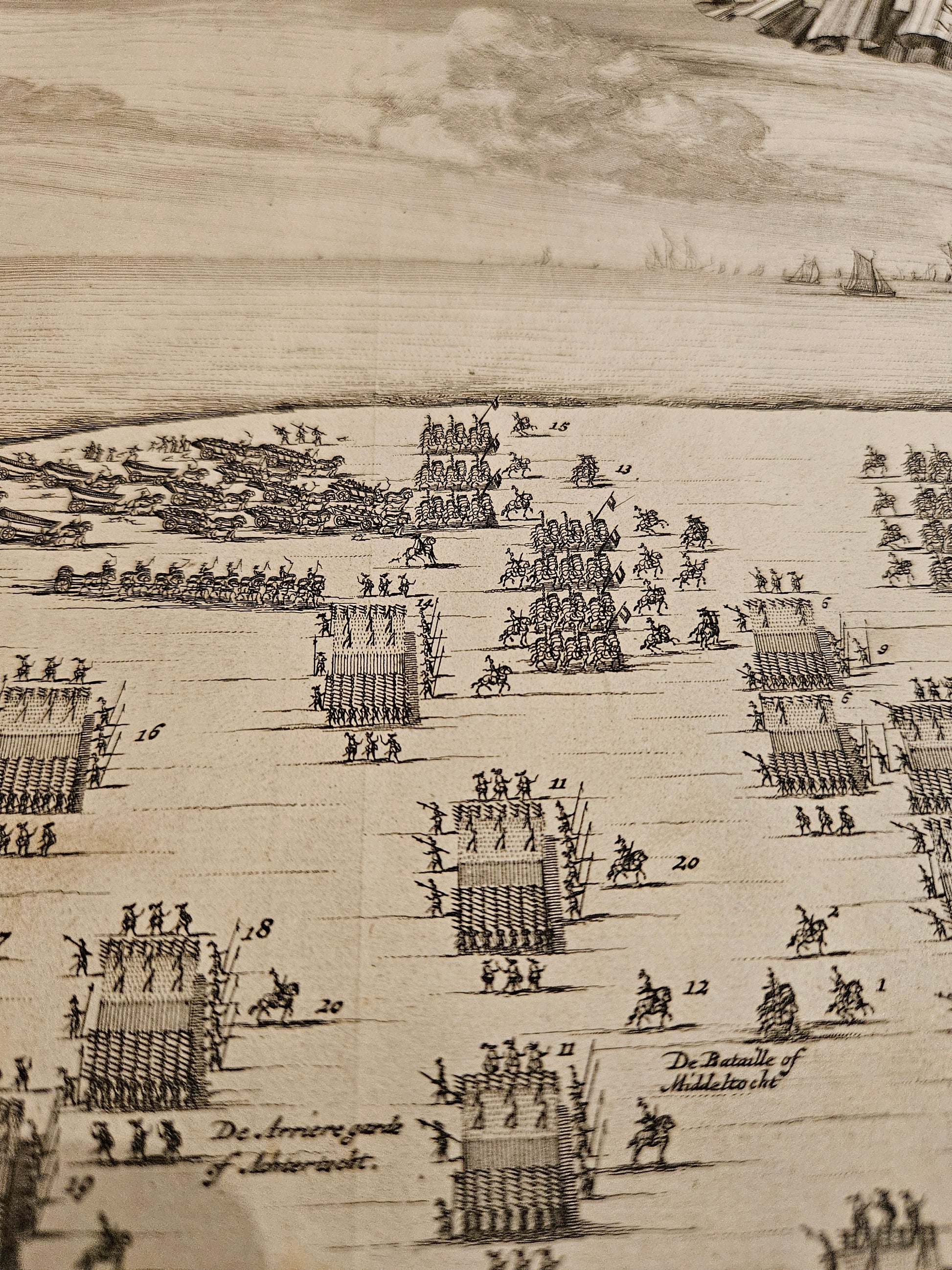 Antieke Gravure: De Legendarische Slag bij Nieuwpoort - 1600