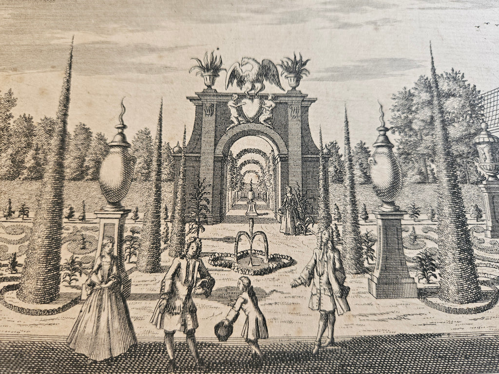 Antieke Gravure "Meergenoegen": Elegante Gravure in Passe-Partout (31,5 x 28,5 cm)