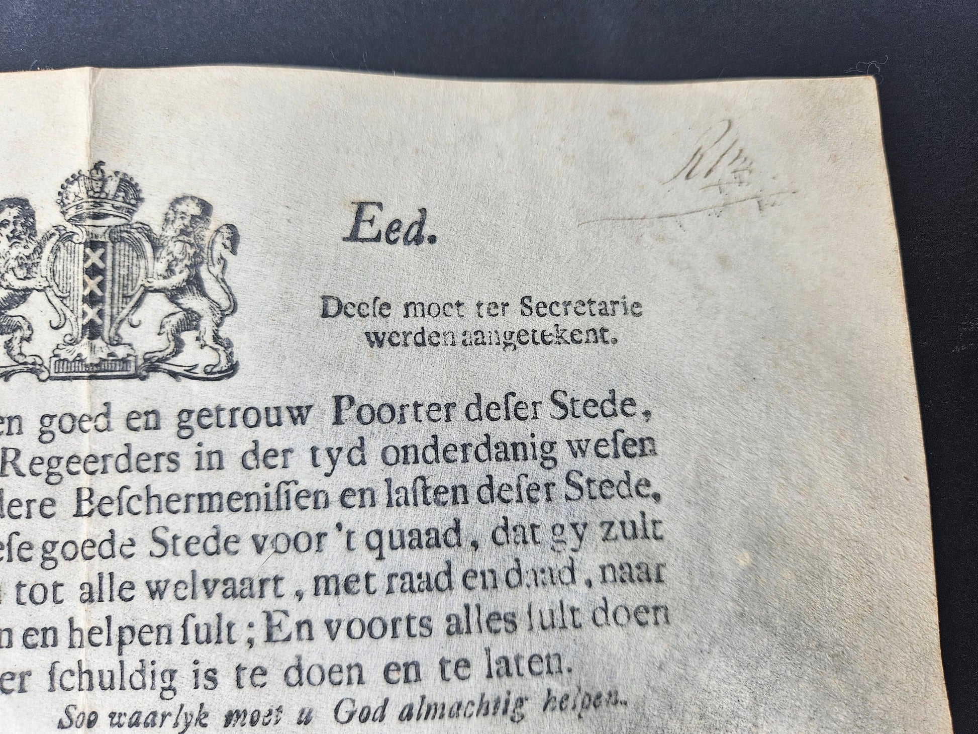 Exclusieve Duik in de Amsterdamse Geschiedenis: Poorterseed uit 18 eeuw