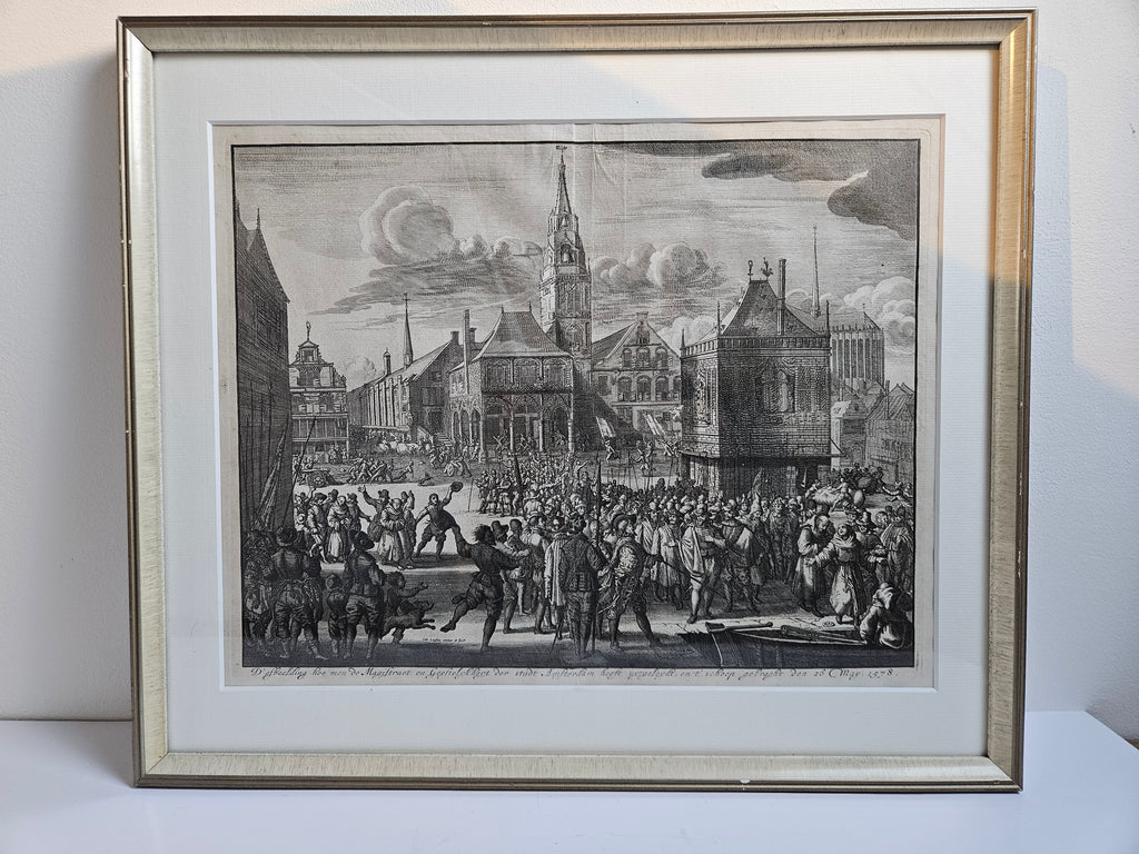 Jan Luyken – Antieke Gravure “Alteratie van Amsterdam, 1578” – ca. 1679
