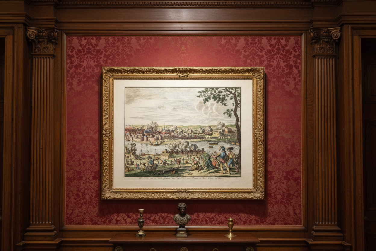 Kopergravure 'Het Beleg van de Stadt Graave' door Jan Luyken