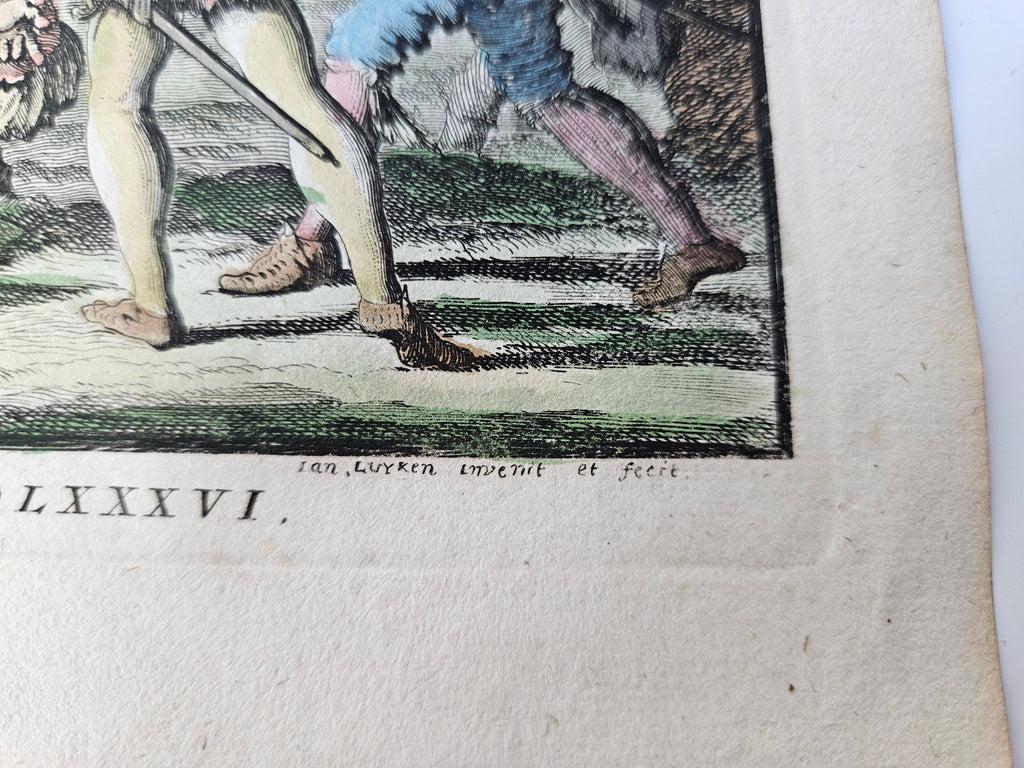 Antieke Kopergravure 'Het Beleg van de Stadt Graave' door Jan Luyken