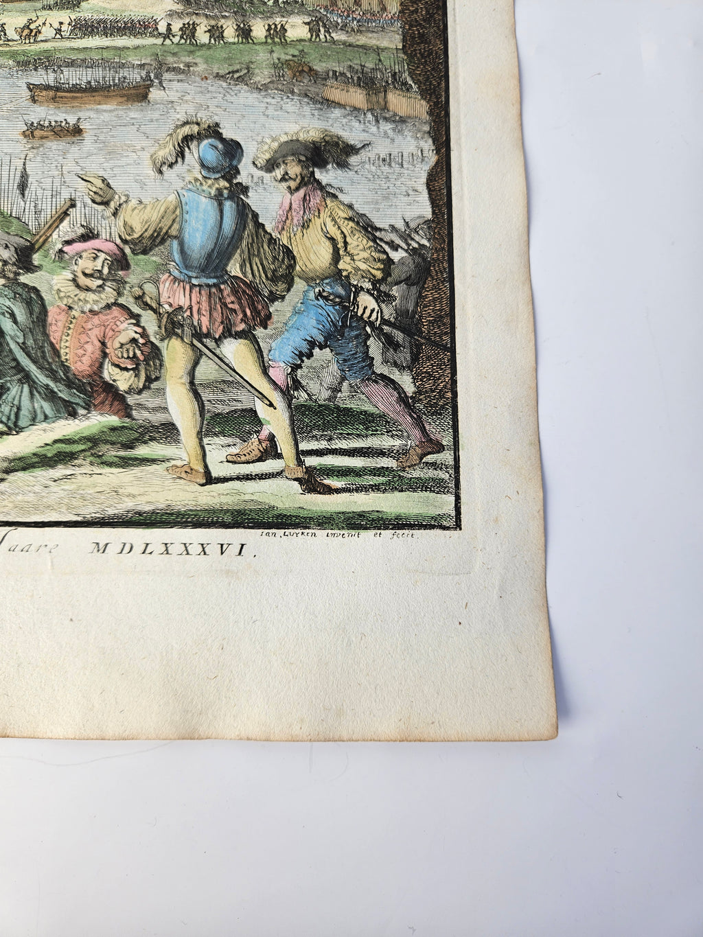 Antieke Kopergravure 'Het Beleg van de Stadt Graave' door Jan Luyken