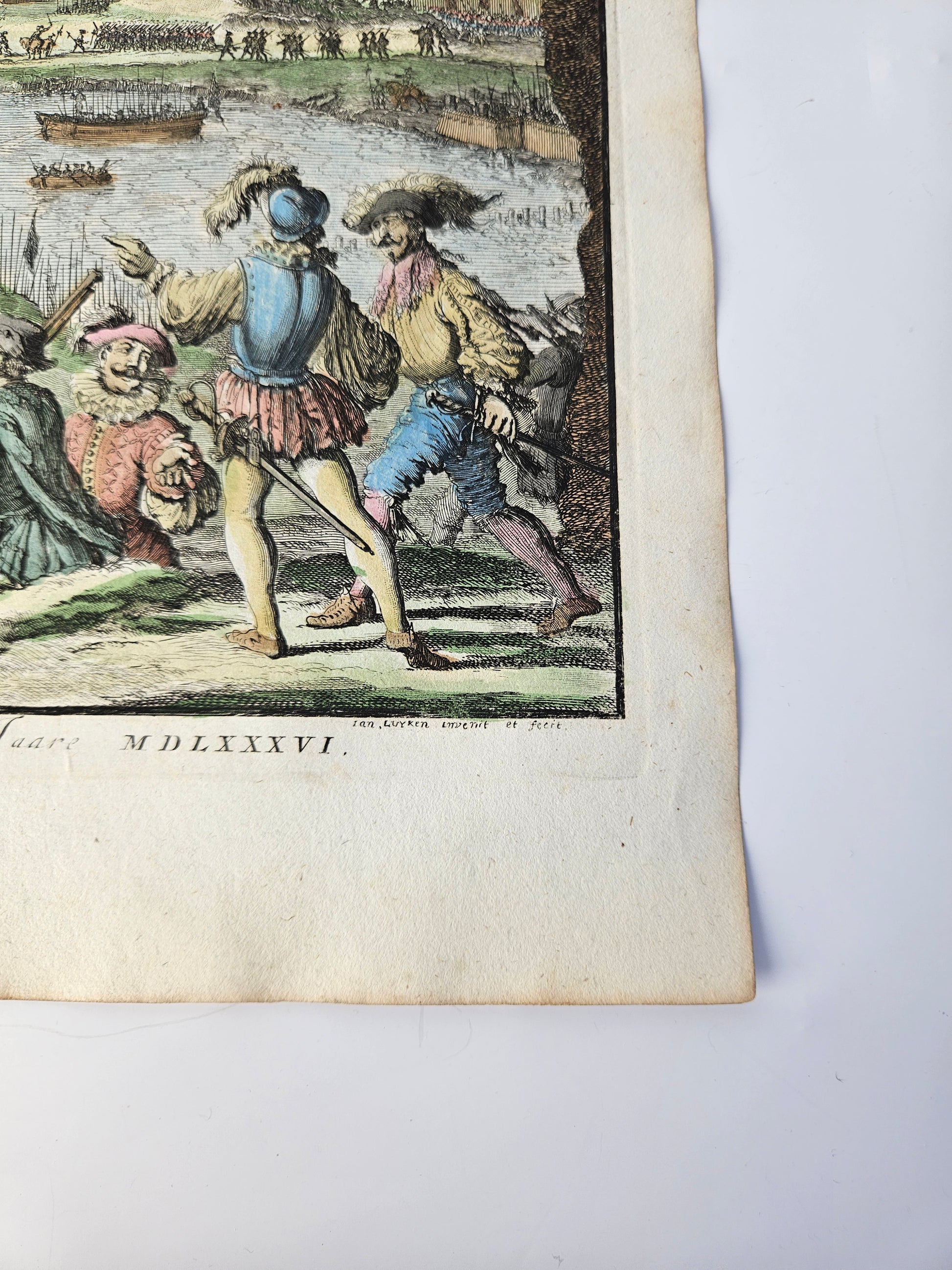 Antieke Kopergravure 'Het Beleg van de Stadt Graave' door Jan Luyken