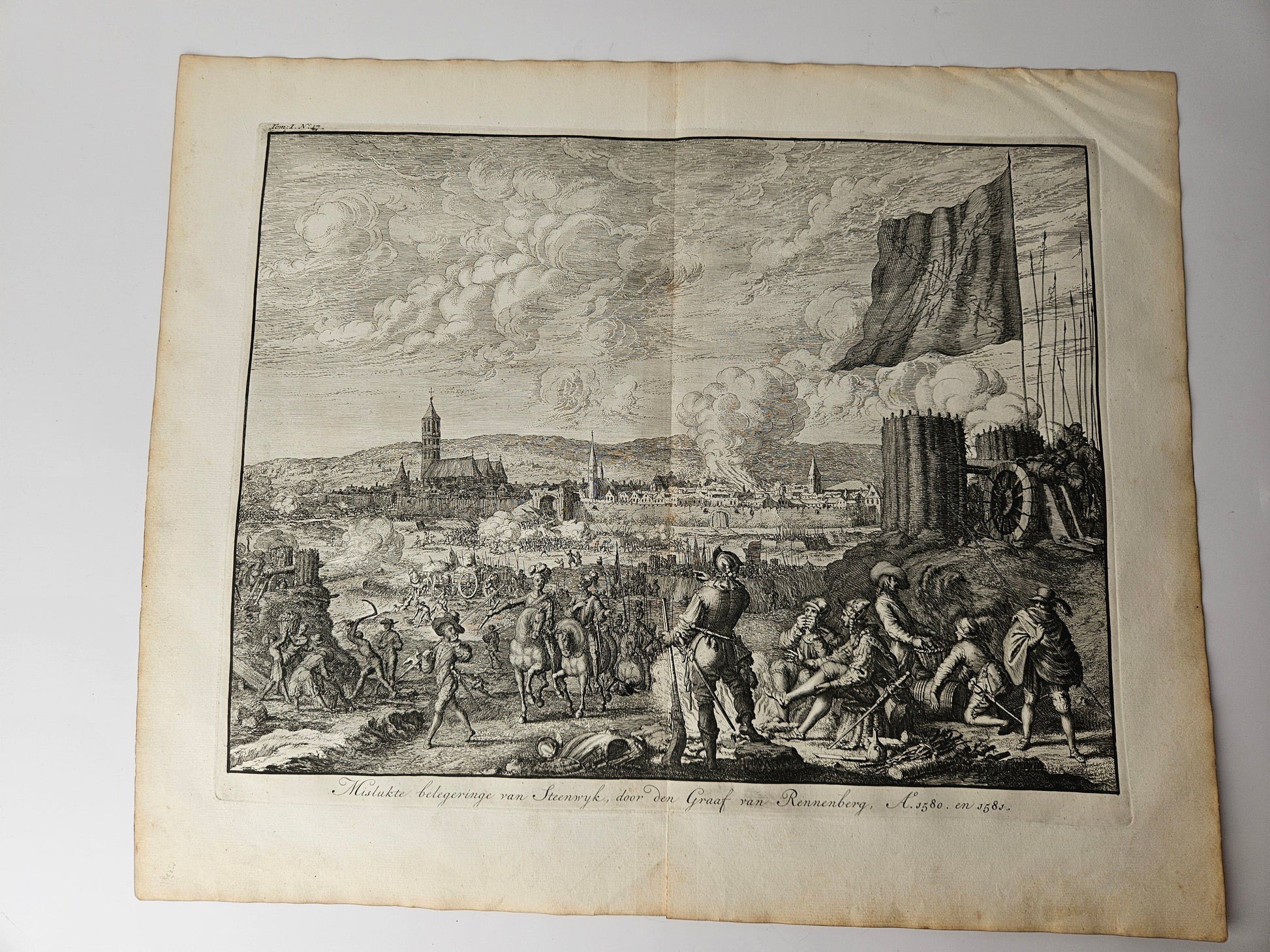 kopergravure van het historische Beleg van Steenwijk tijdens de Tachtigjarige Oorlog.