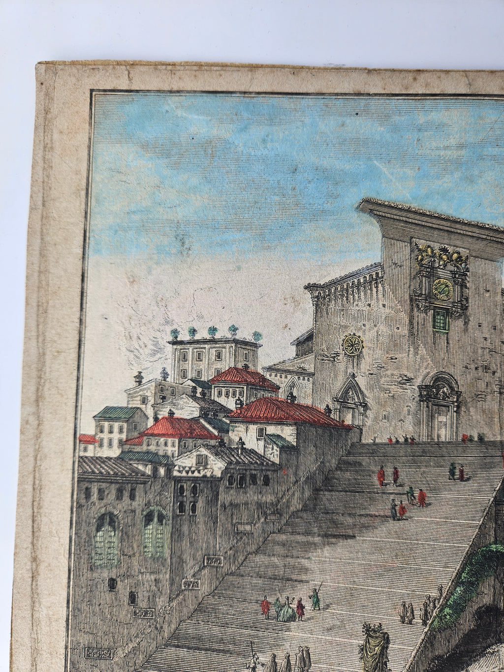 Antieke Opticaprent: Gezicht op het Romeinse Campidoglio