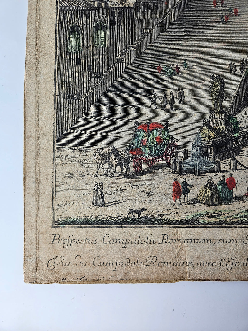 Antieke Opticaprent: Gezicht op het Romeinse Campidoglio