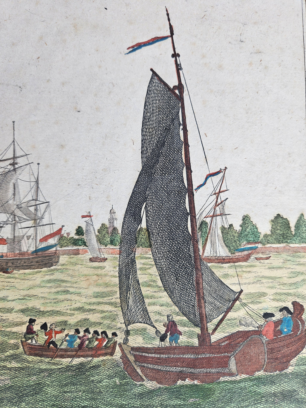Antieke Gravure: Gezicht op de haven van Hellevoetsluis