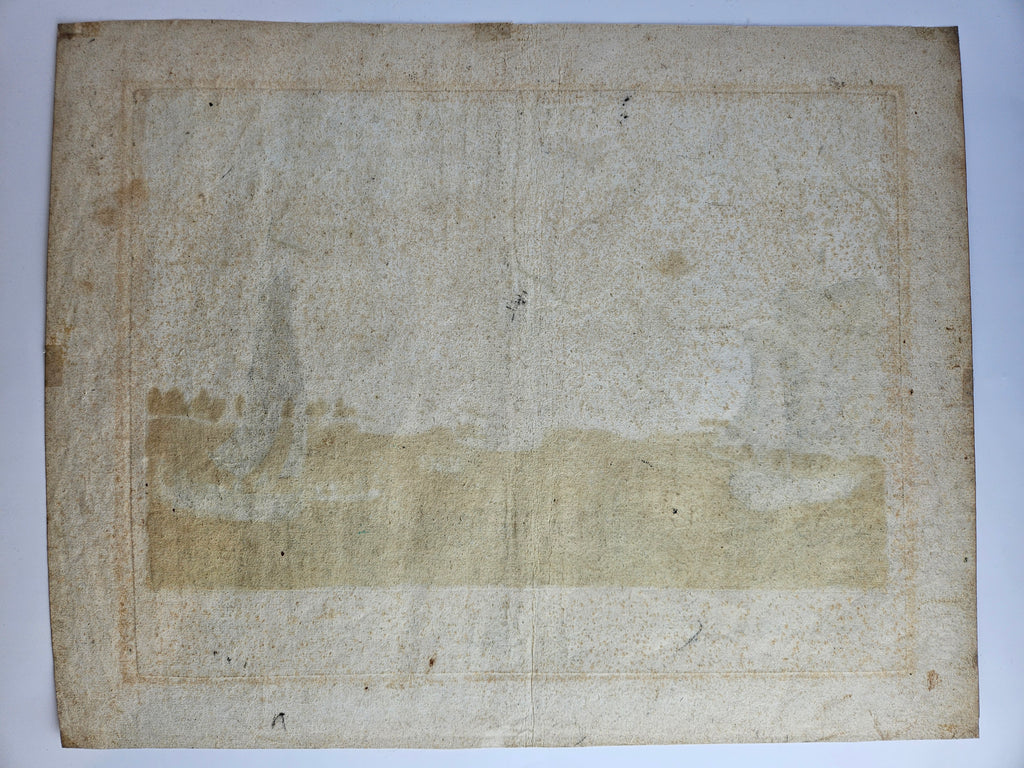 Antieke Gravure: Gezicht op de haven van Hellevoetsluis