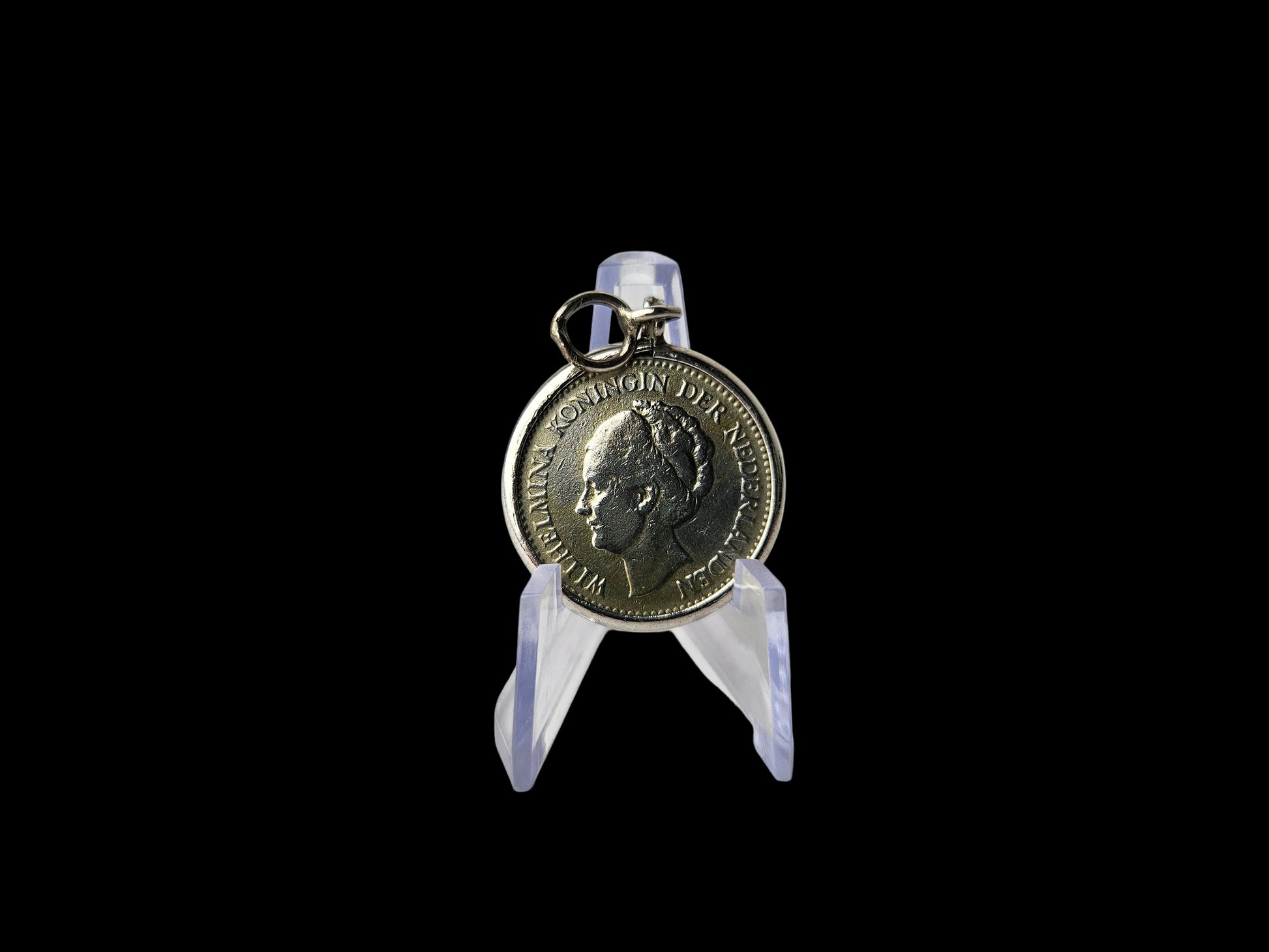 Antieke  munthanger  Halve gulden Koningin Wilhelmina