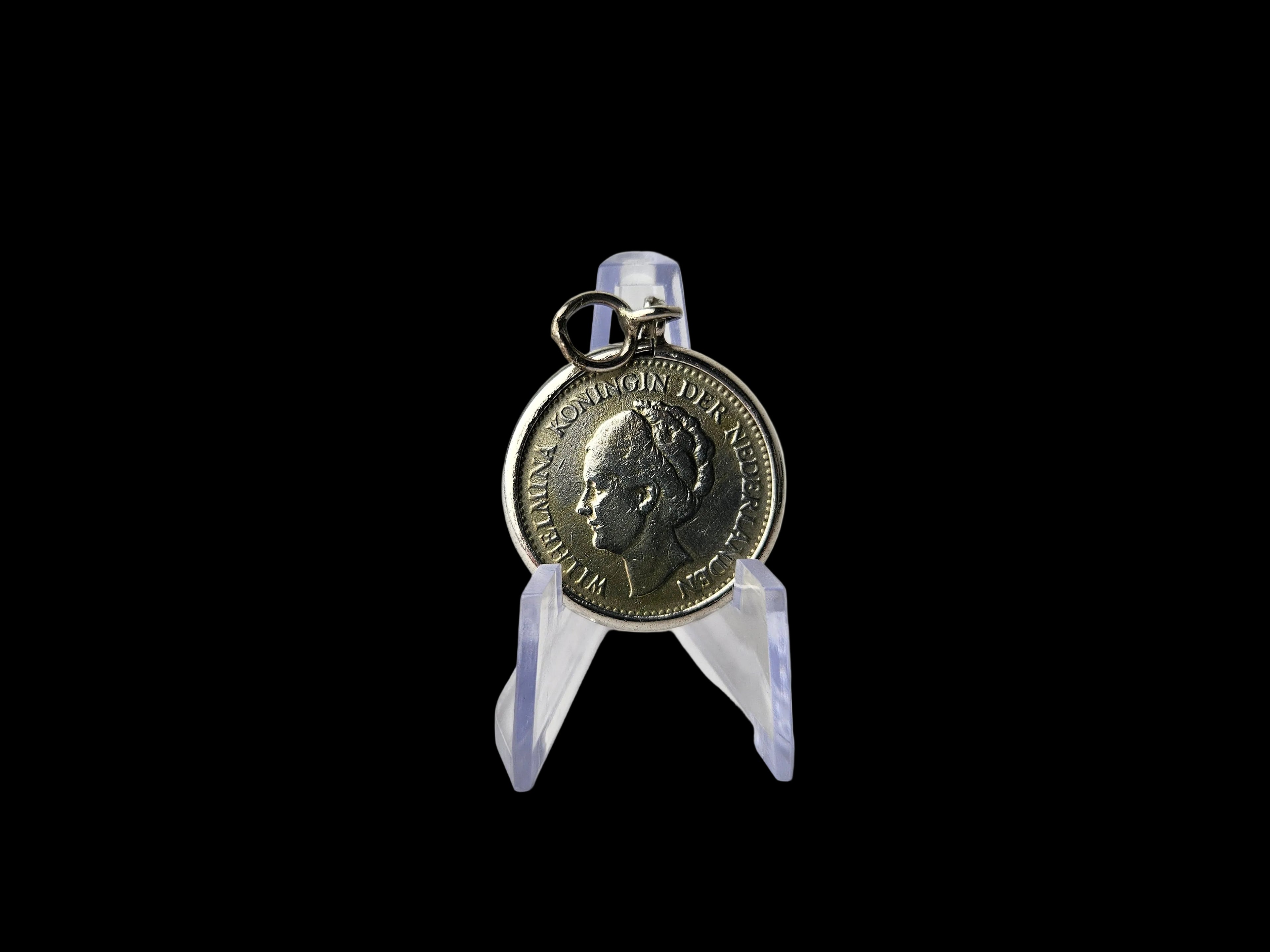 Antieke munthanger Halve gulden Koningin Wilhelmina