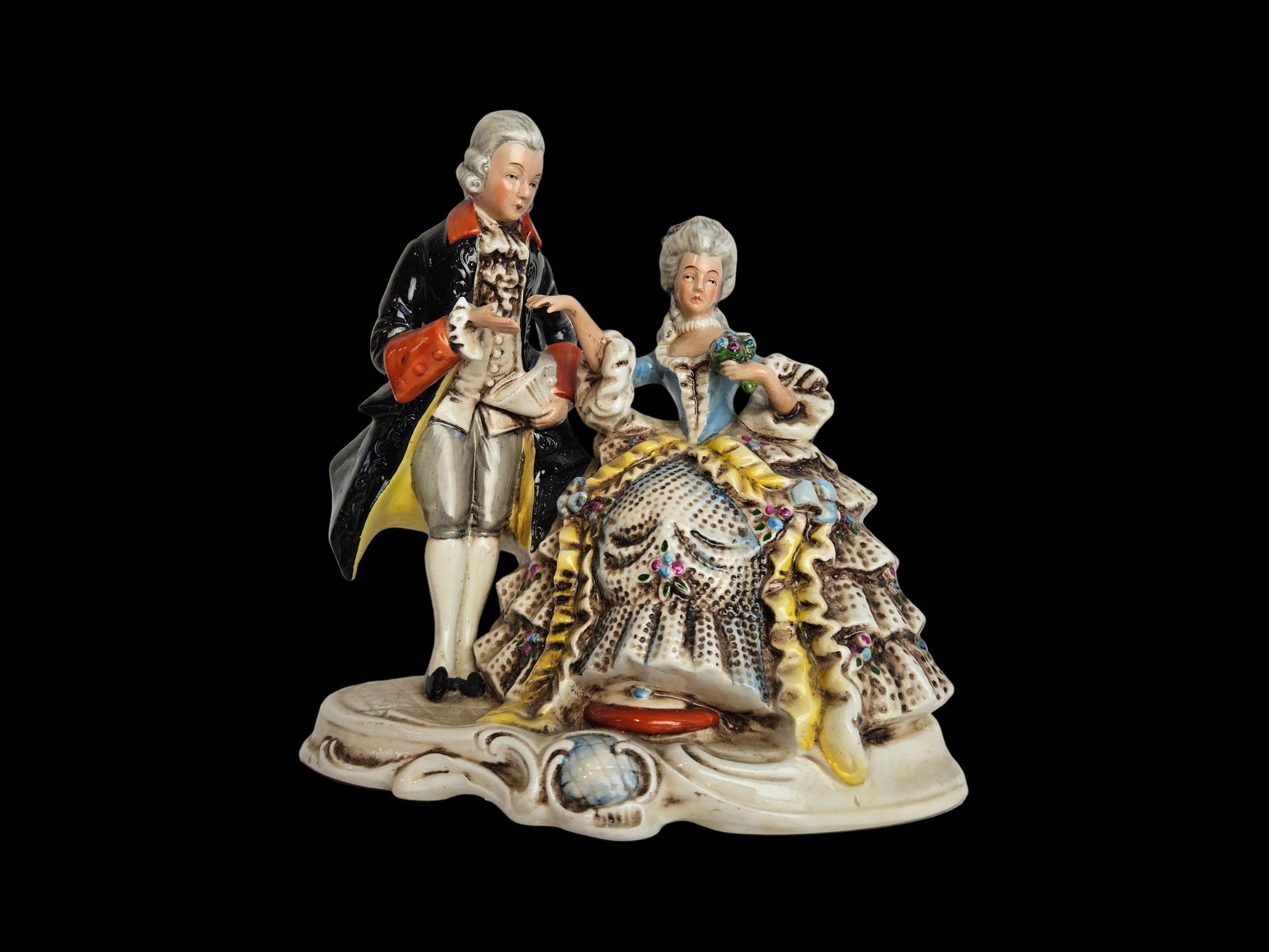 Antiek Gräfenthal Porseleinen Beeldje | Rococo Koppel | Duitsland ca. 1859 | 20x20cm