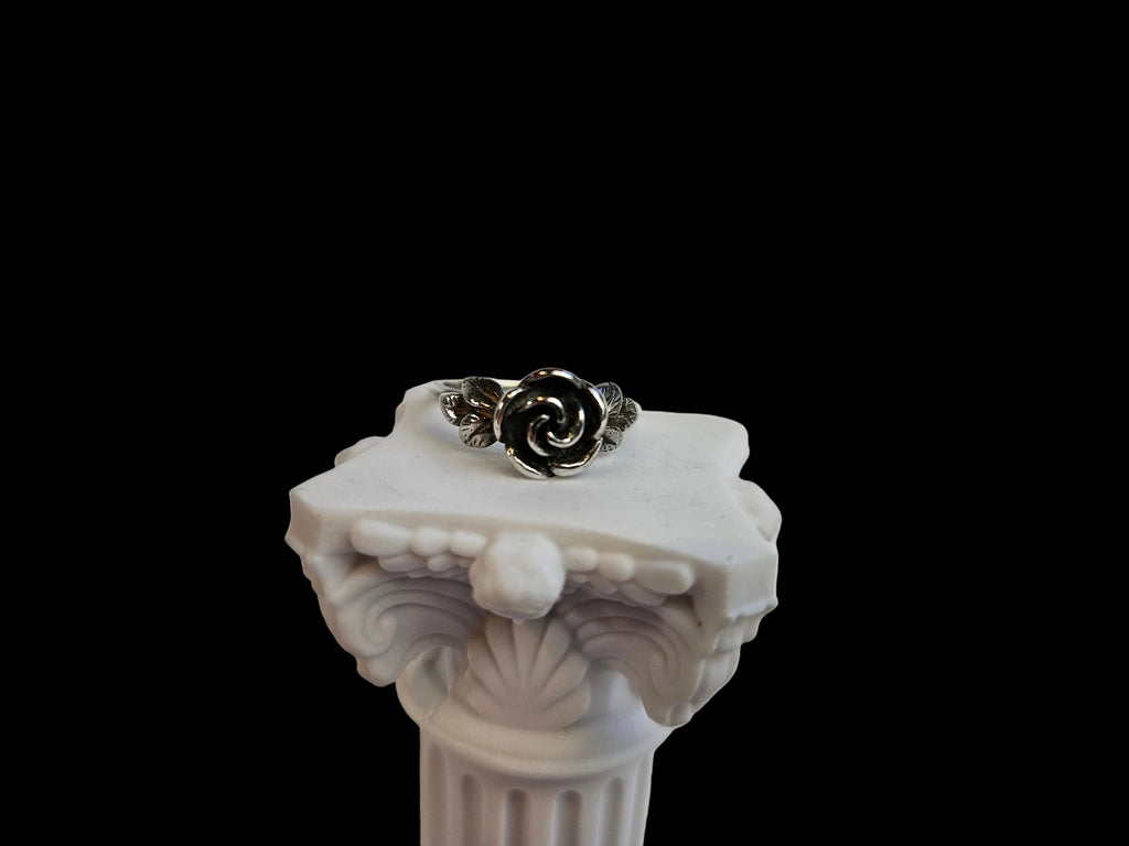 Vintage Zilveren Roosring - Biedermeier- of Art Nouveau-stijl