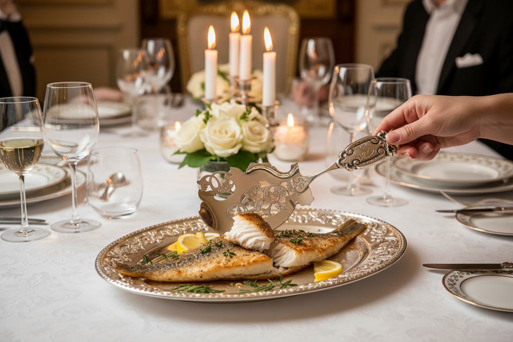 Antieke Zilveren Visschep –  Hollands Vakmanschap - Bestek