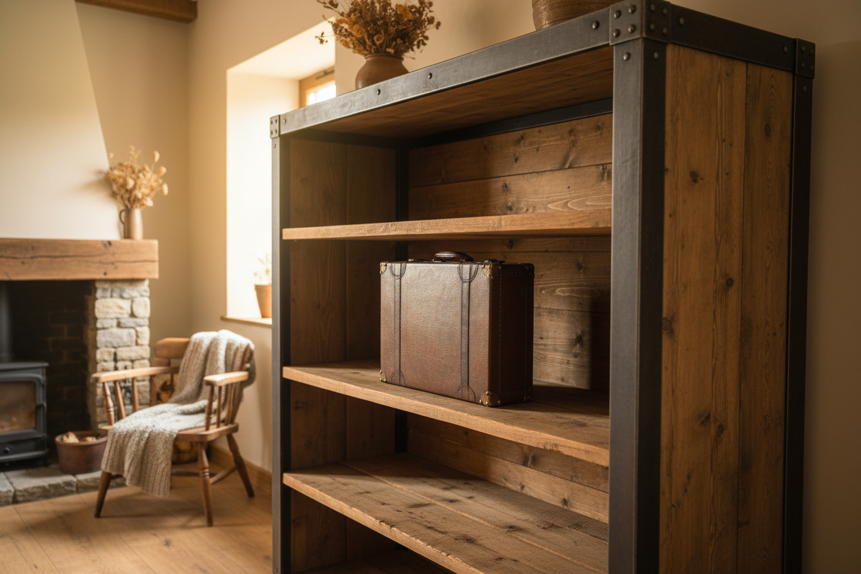 Vintage houten koffertje – decoratief en karaktervol – 44 cm