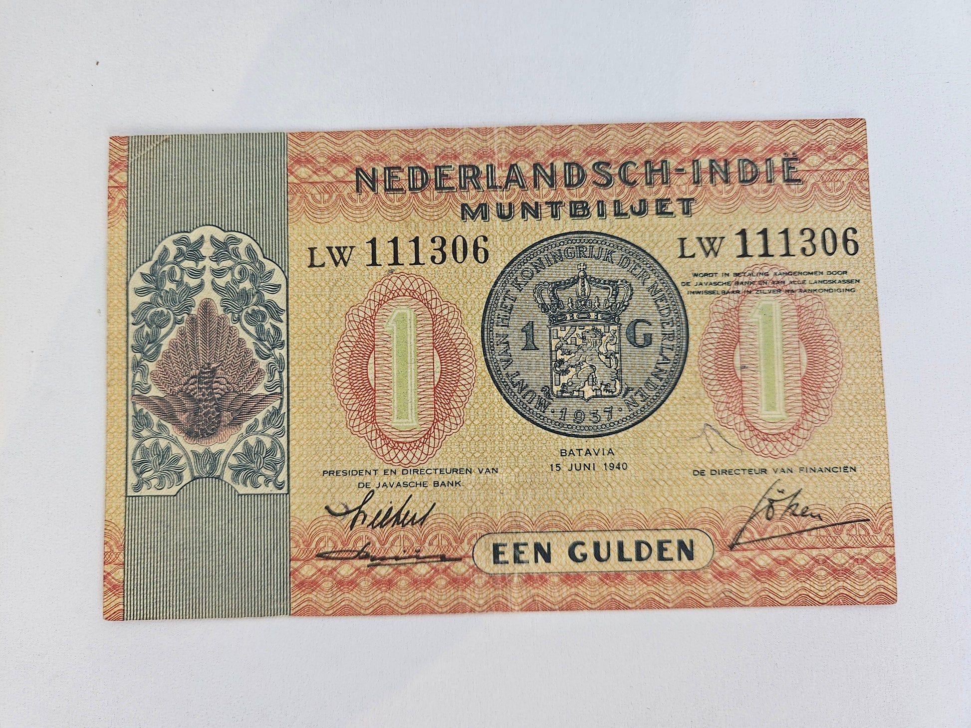 Zeldzaam Muntbiljet 1 Gulden 1940 – Nederlands-Indië - Batavia