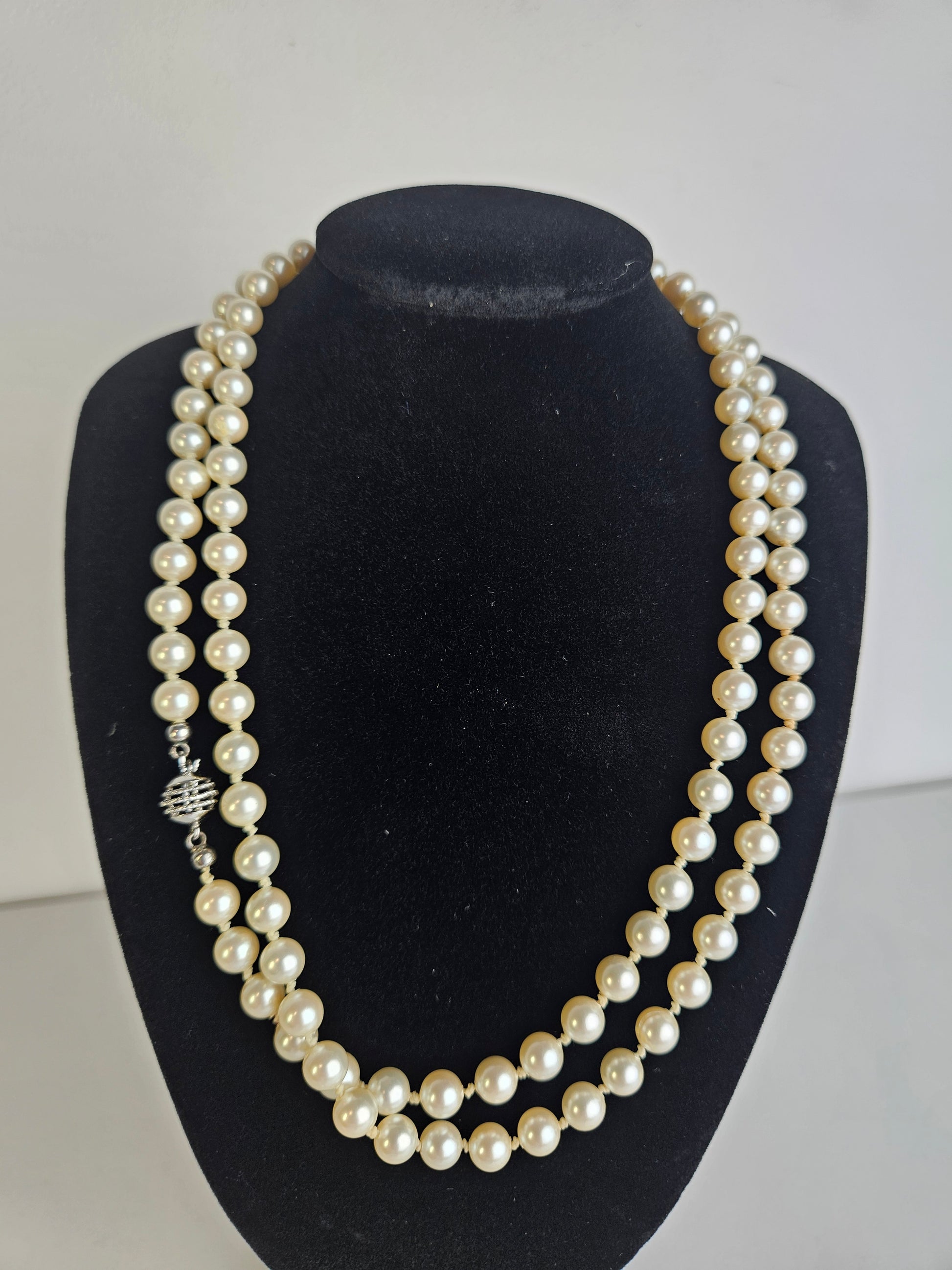 Vintage Parelcollier met Zilveren Sluiting – 85 cm