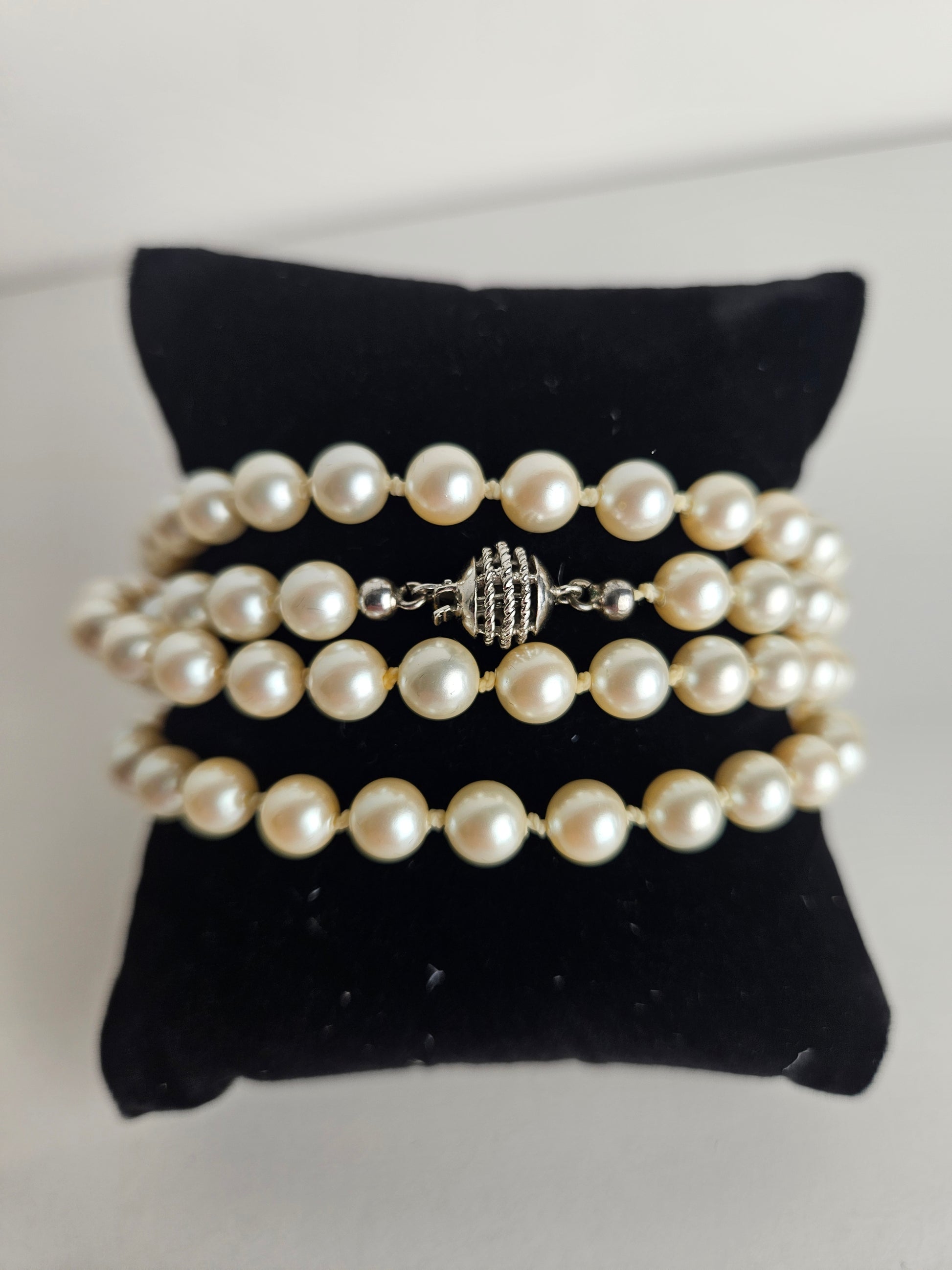 Vintage Parelcollier met Zilveren Sluiting – 85 cm