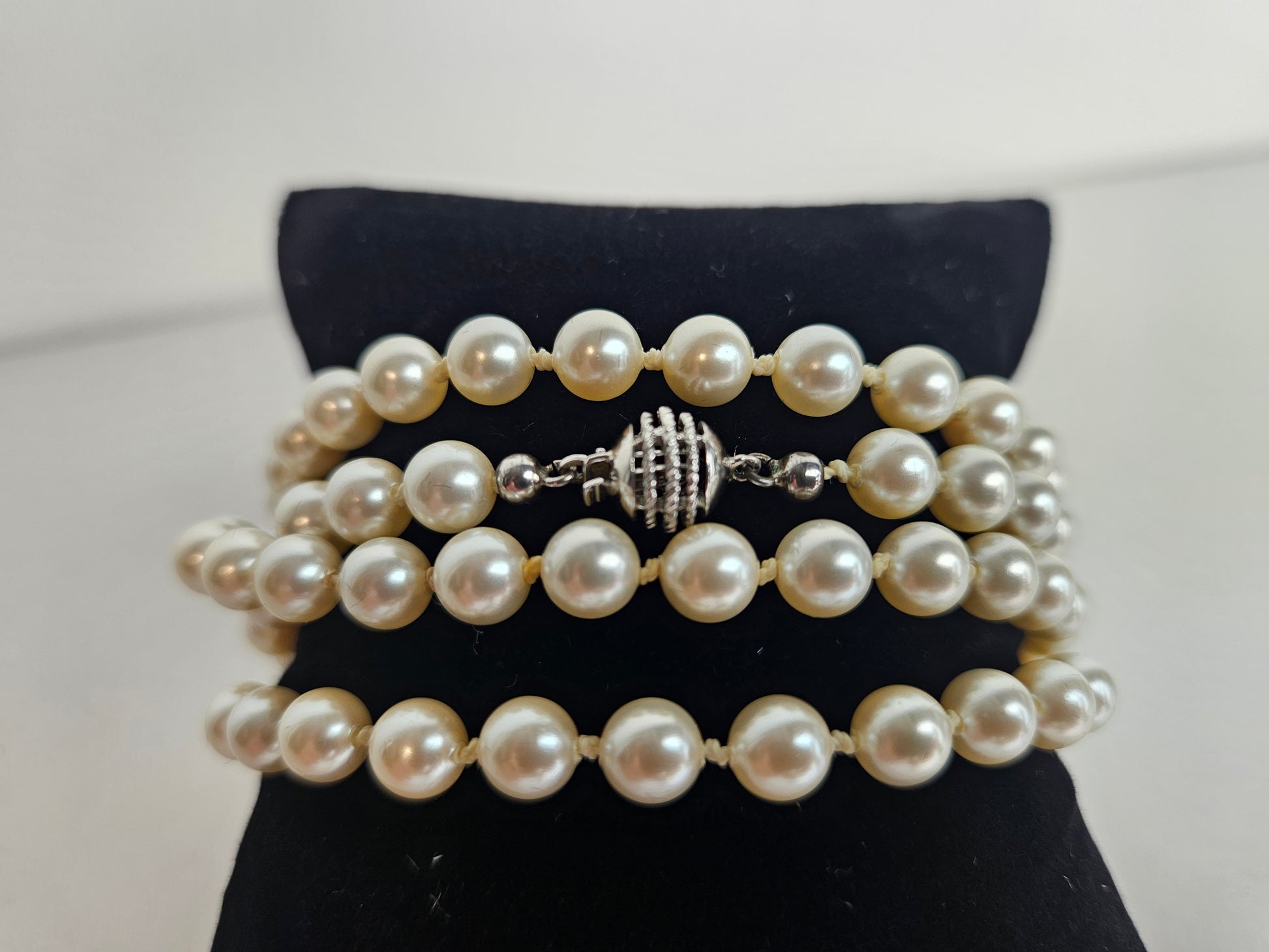 Vintage Parelcollier met Zilveren Sluiting – 85 cm