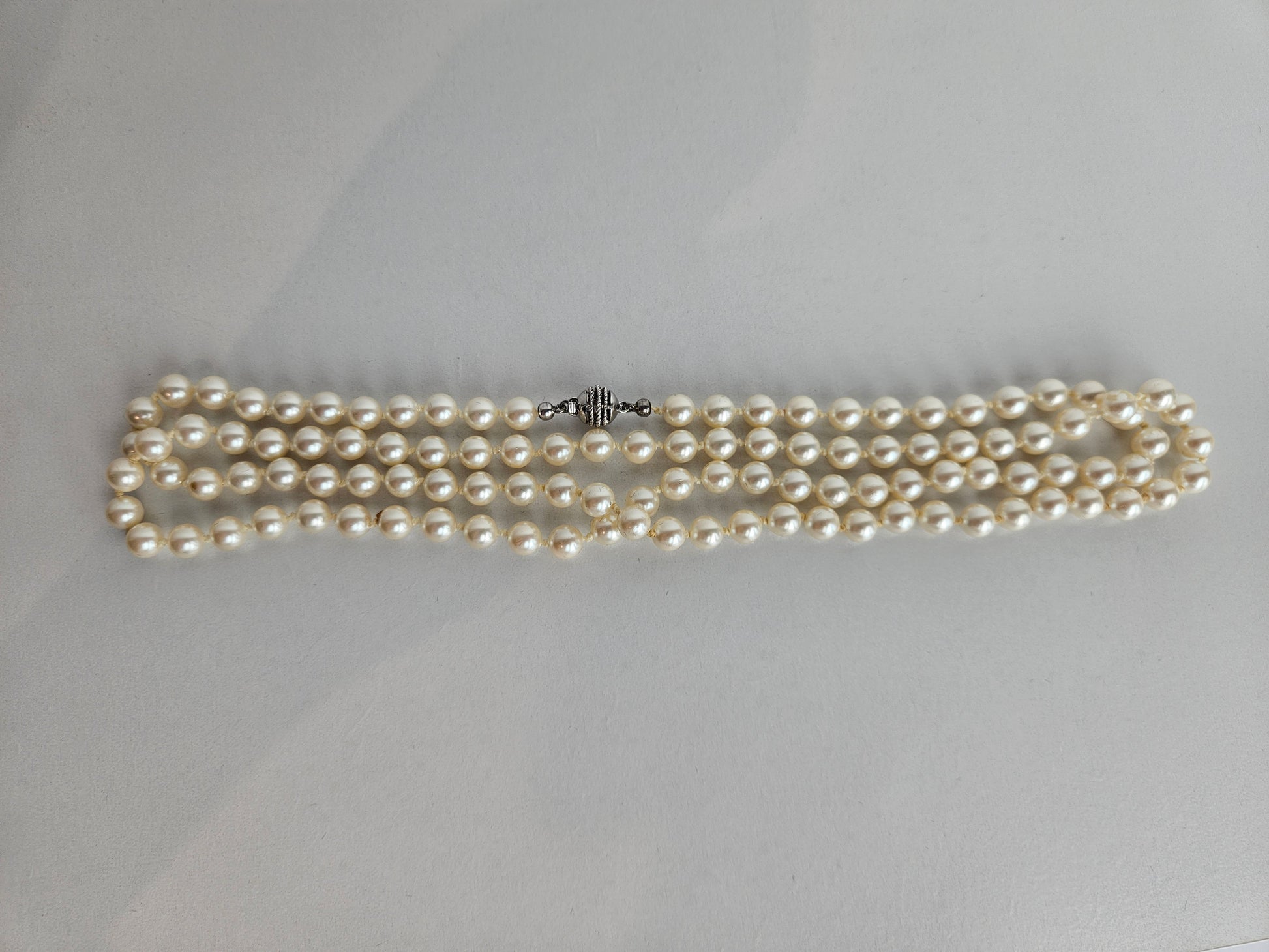 Vintage Parelcollier met Zilveren Sluiting – 85 cm