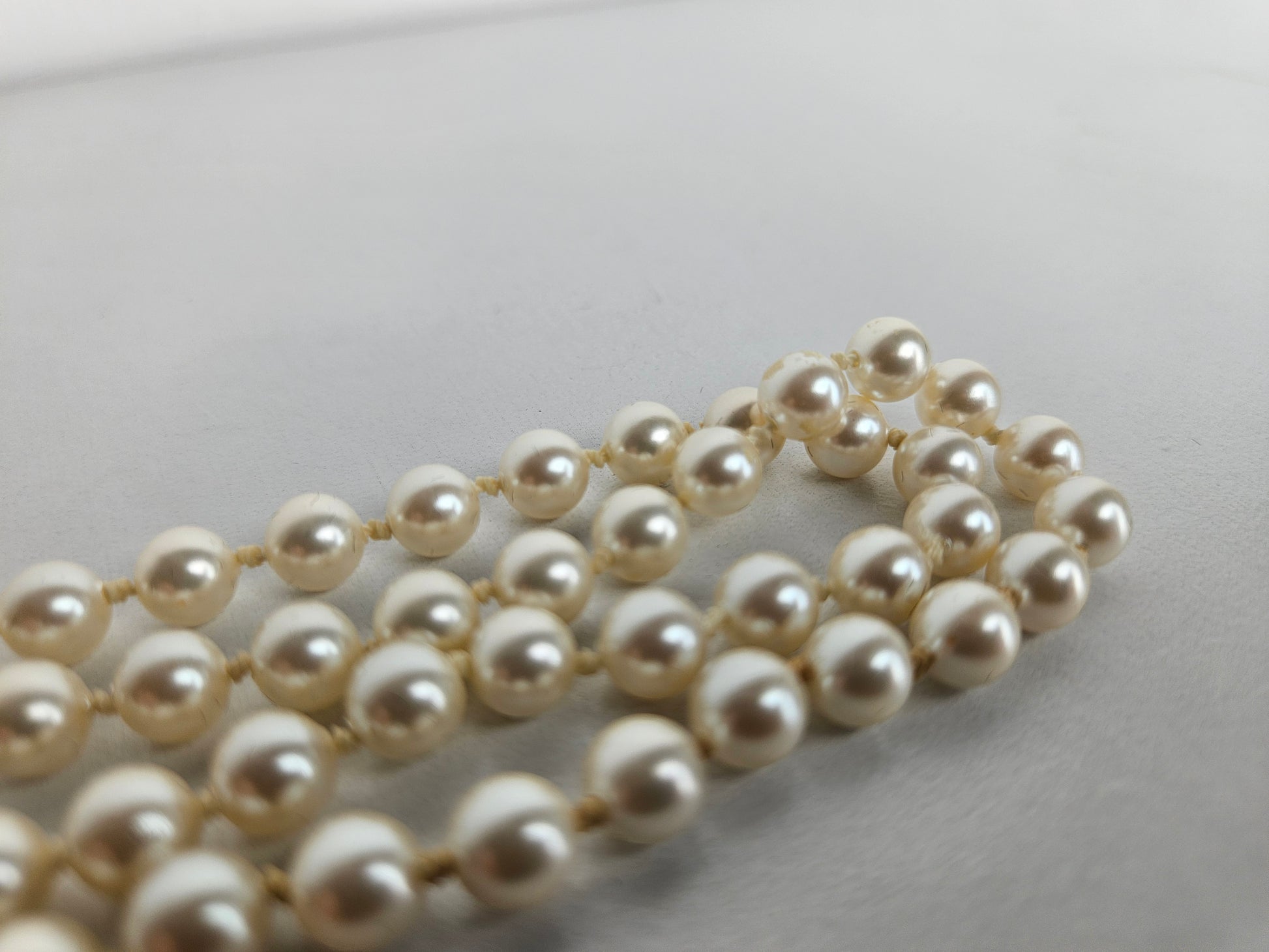 Vintage Parelcollier met Zilveren Sluiting – 85 cm