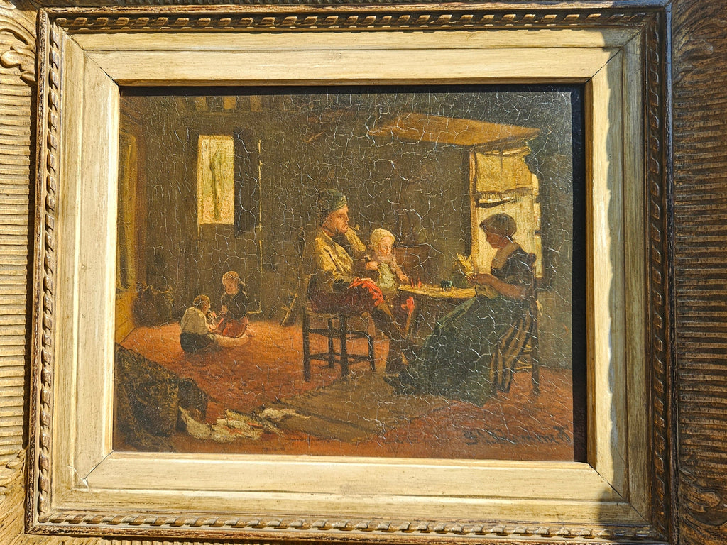 Huiselijk Familietafereel Vissersgezin | B.J. Blommers |Toegeschreven aan