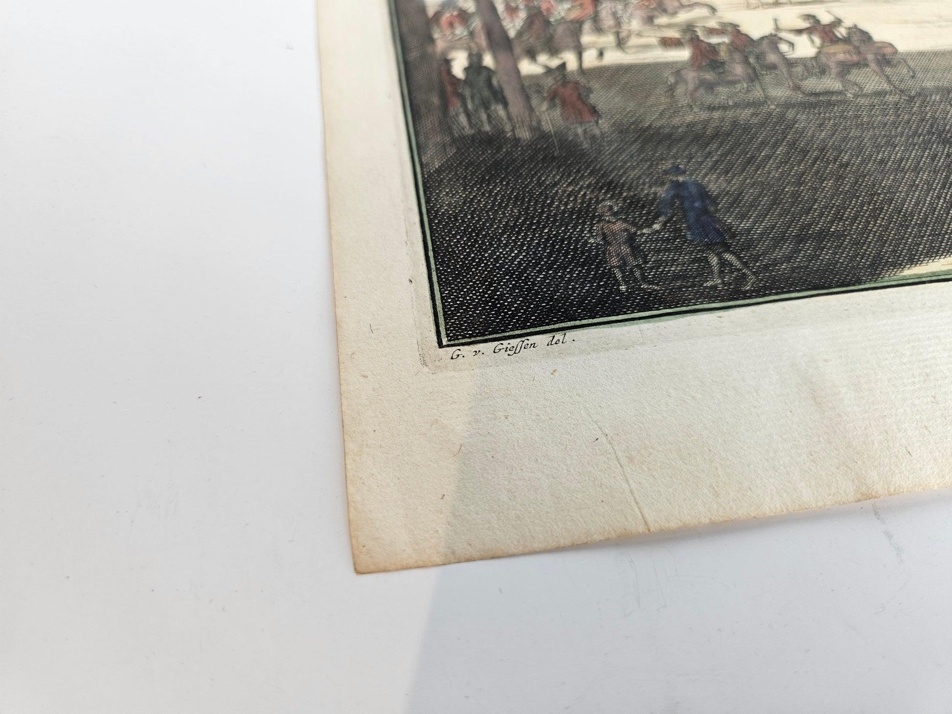 Handingekleurde gravure – ’t Buiten-Hof, Den Haag – Gerrit van Giessen, ca. 1735