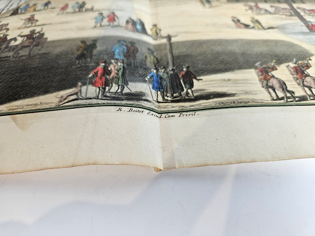 Handingekleurde gravure – ’t Buiten-Hof, Den Haag – Gerrit van Giessen, ca. 1735