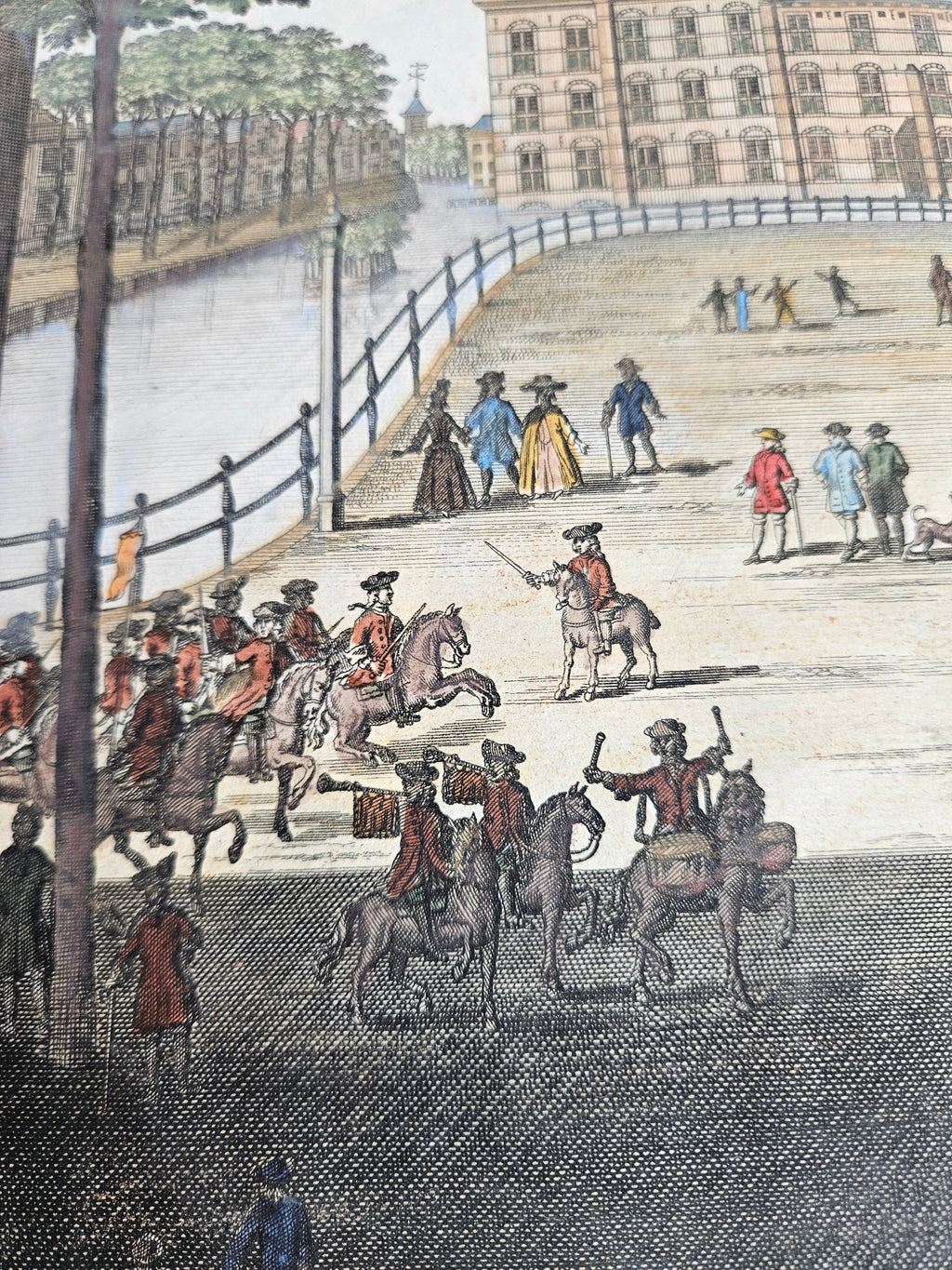 Handingekleurde gravure – ’t Buiten-Hof, Den Haag – Gerrit van Giessen, ca. 1735