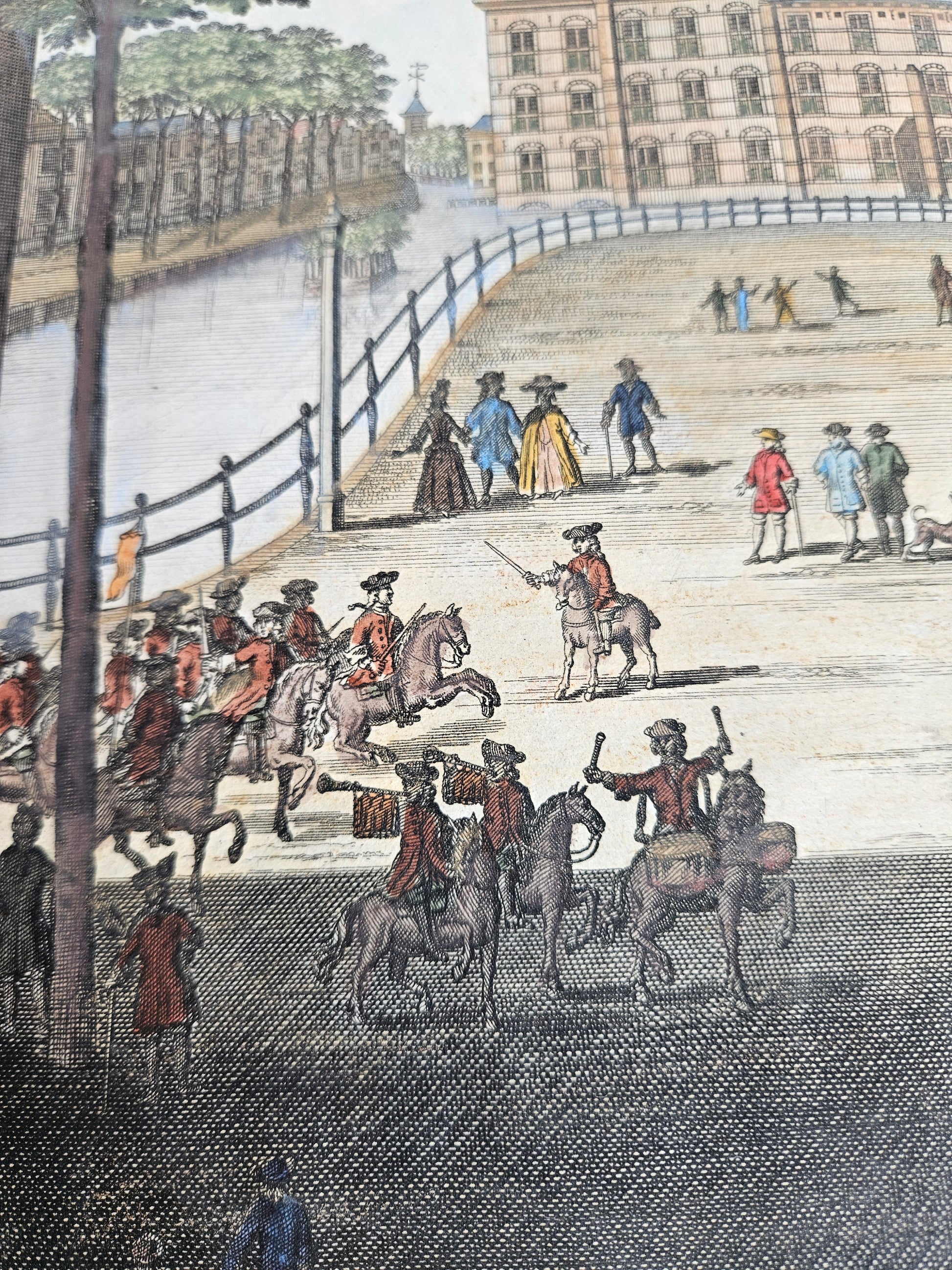 Handingekleurde gravure – ’t Buiten-Hof, Den Haag – Gerrit van Giessen, ca. 1735