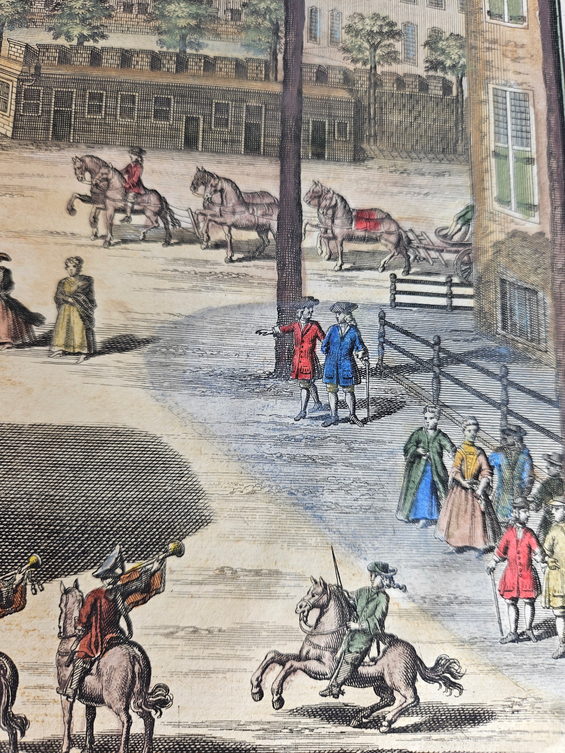 Handingekleurde gravure – ’t Buiten-Hof, Den Haag – Gerrit van Giessen, ca. 1735