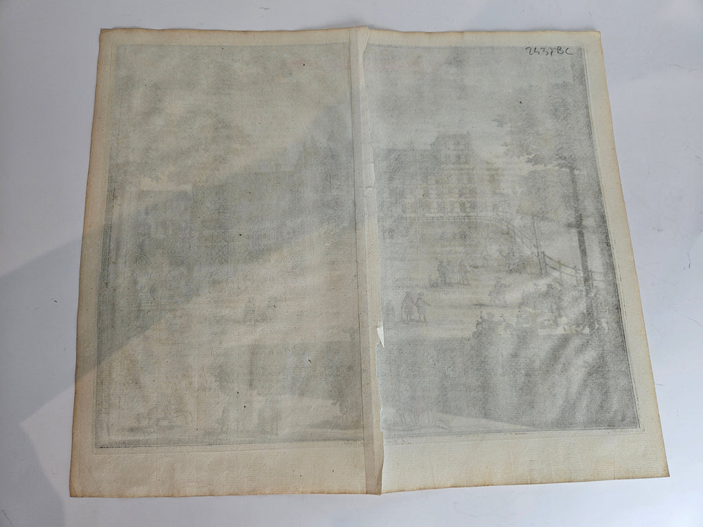 Handingekleurde gravure – ’t Buiten-Hof, Den Haag – Gerrit van Giessen, ca. 1735