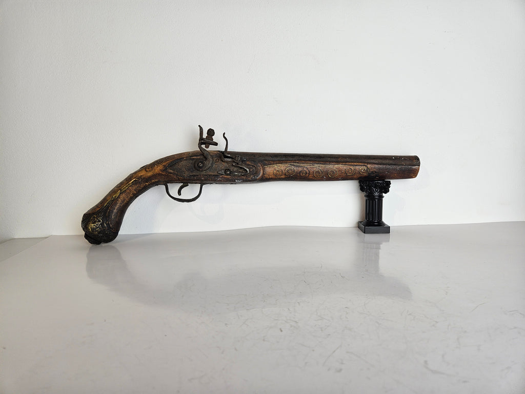 Ottoman-style flintlock pistol with metal inlay - Handmade - circa 18th century