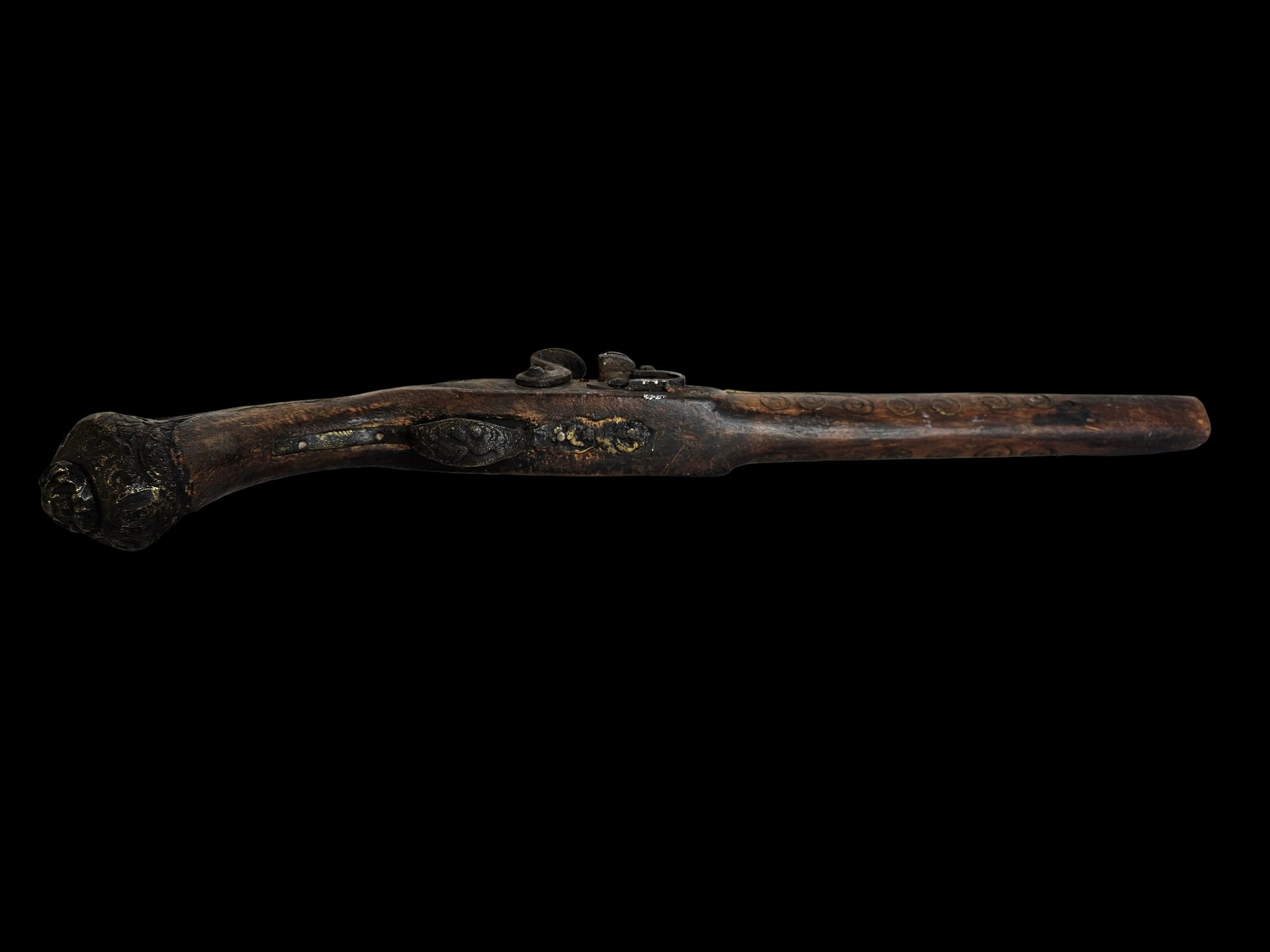 Ottomaans stijl vuursteenpistool met metalen inleg - Handgemaakt - circa 18e eeuw