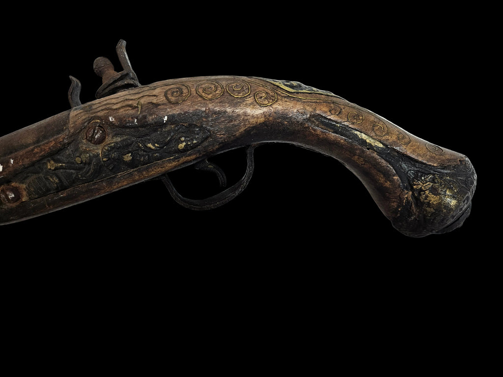 Ottoman-style flintlock pistol with metal inlay - Handmade - circa 18th century